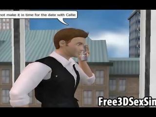 Очарователен 3d карикатура сладур получаване на прецака от един извънземни