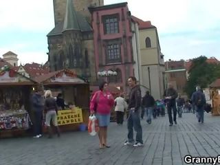 Granny tourist jumps on dick