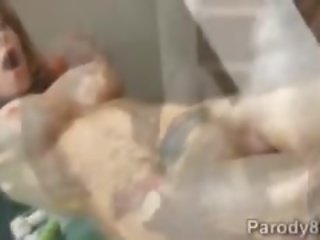 Червенокоси widow дупе удряха от извънземни в assvengers пародия