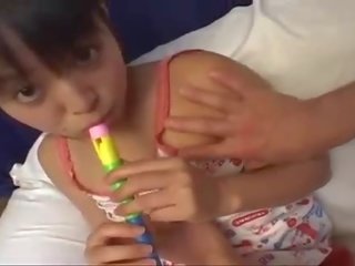 Teen asian chick playing with flute forced to play manhood