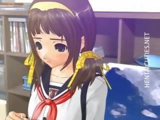 Tóc thắt bím 3d hentai phụ nữ được khe hở cọ xát