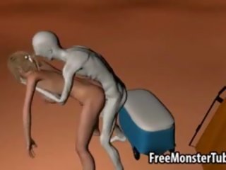 Голям бюст 3d богиня получава облиза и прецака от един извънземни