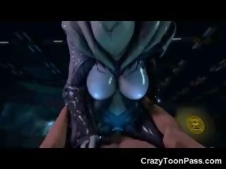 3D Creepy Alien teenager Rides Human Dick!