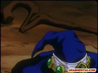 Vui tươi hentai cứng poked qua khổng lồ con quái vật