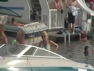 Slutty superior babes' boat party during spring break