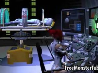 Вкусно 3d червенокоси красота получава прецака от един извънземни