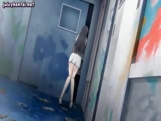 Dark haired hentai young woman gets jizzload