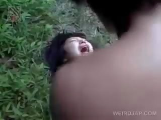 Fragile Asian teenager Getting Brutally Fucked Outdoor