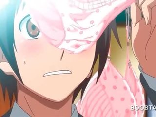 Redhead anime school doll seducing her charming teacher