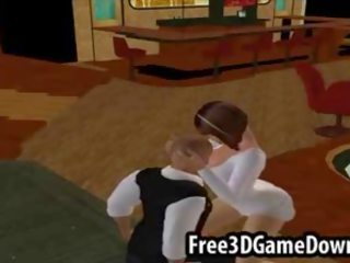 Stupendous 3d cartoon brunette fucking sucking a big