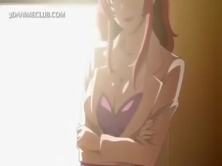 Shorthaired хентай seductress титьки дражнили по її swell gf