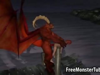 3D Cartoon babe Gets Fucked Outdoors By A Winged Demon