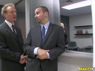 Blonde Bosses Shagging Their Employees' magnificent Pocket Rockets In CFNM Foursome