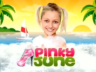 华丽 金发 青少年 pinky june 内 斯潘德克斯弹性纤维 有 灿烂 和 unclothed
