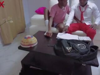 OMG&excl;&excl;&excl; 2 Big putz senior prefects finally fucks a petite classmate with his Long cocks in her stepfather's house as they take turn videoing and fucking her&period; Please subscribe to my RED